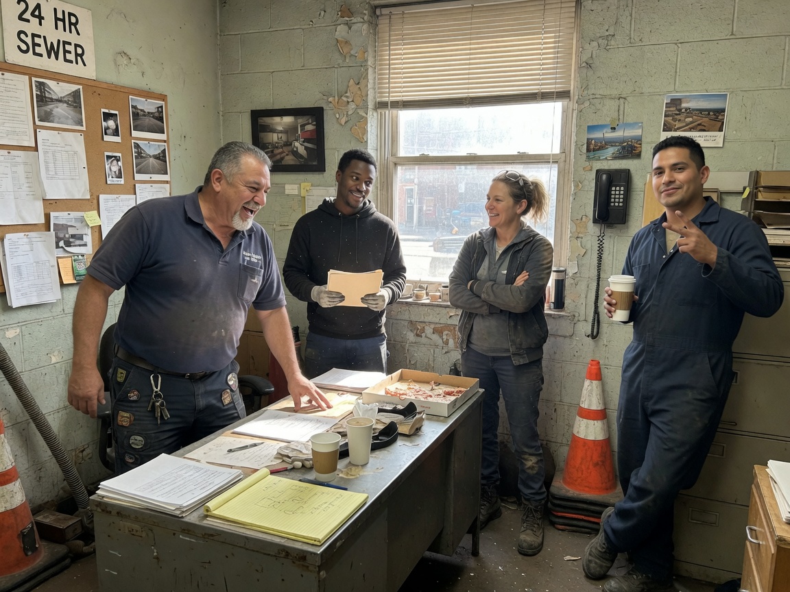 The Newark Sewer Pros team at work in Newark