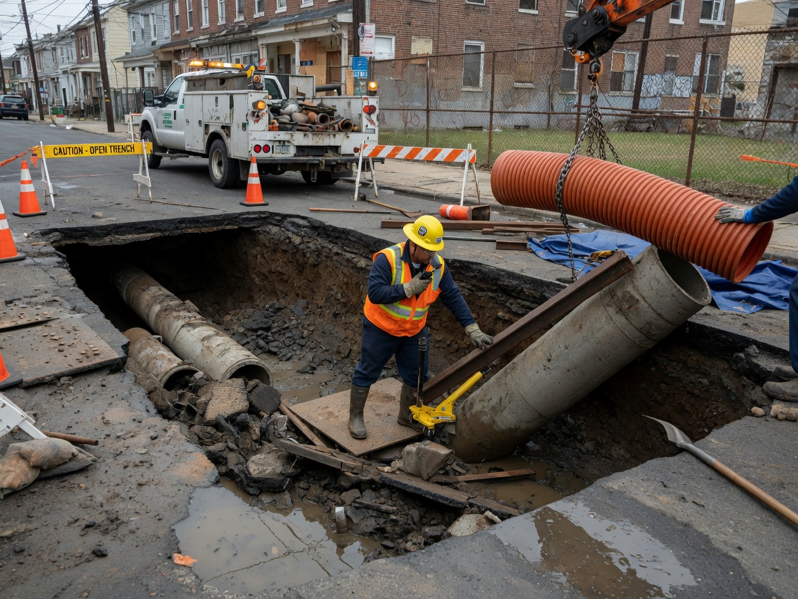 Collapsed Sewer Line Repair in Newark, DE